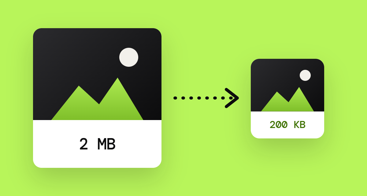 Um arquivo de imagem de 2 MB virando um arquivo de 200 KB.