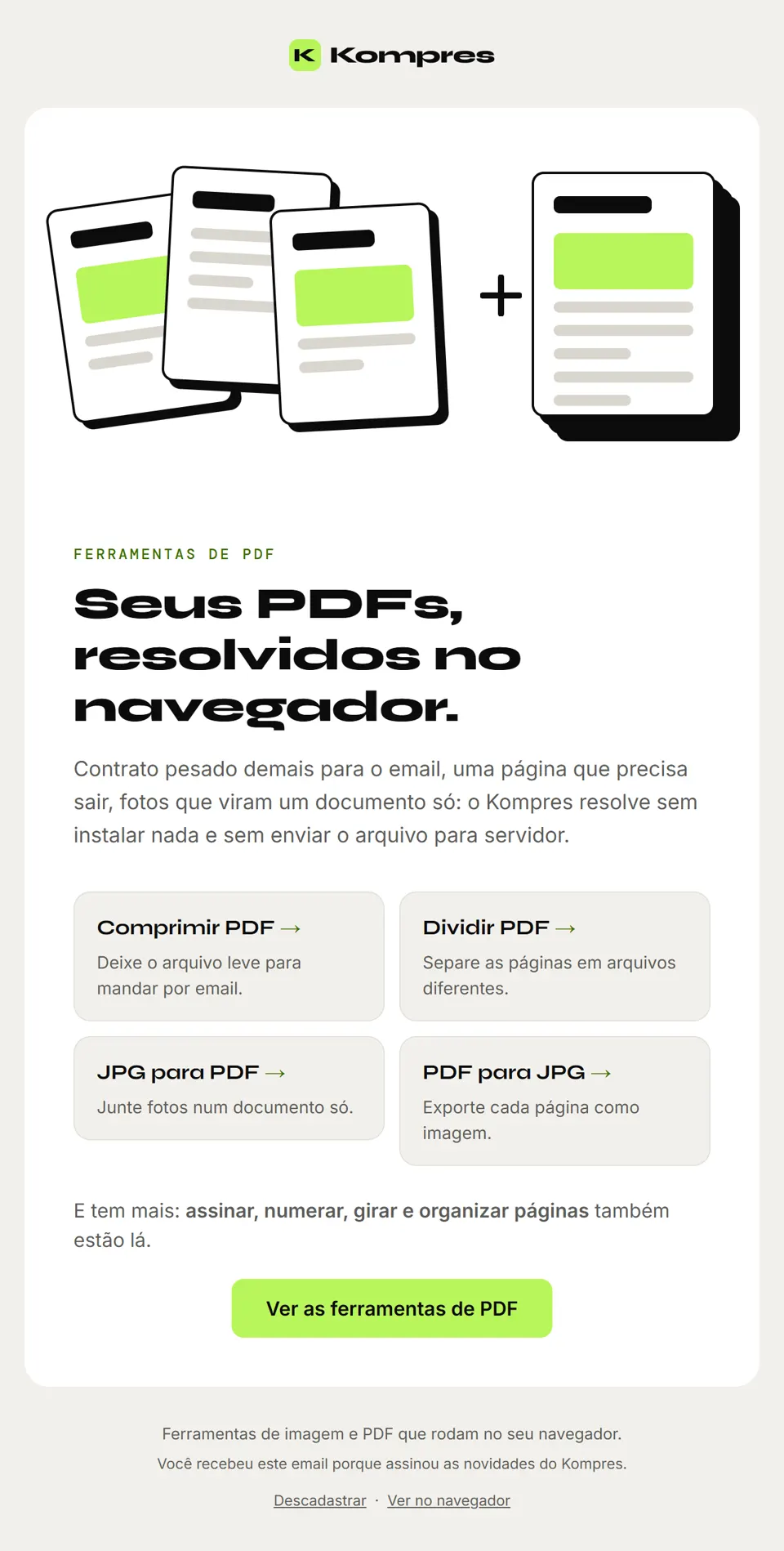 Prévia do email "Tudo o que o Kompres faz com PDF"