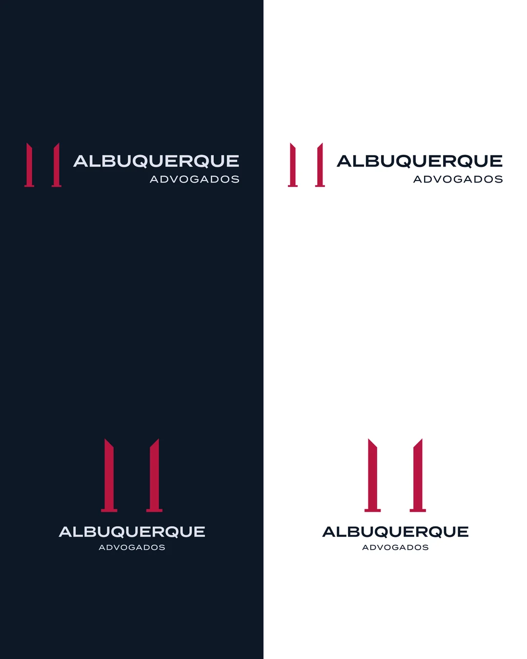 Oito versões do logo em azul-marinho, branco, vermelho e gelo