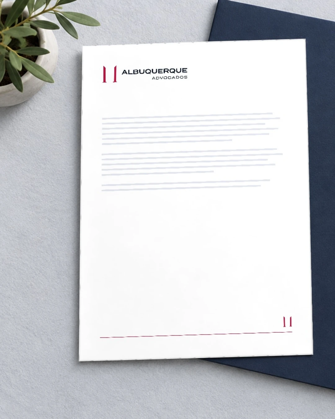 Papel timbrado, pasta e envelope com a marca