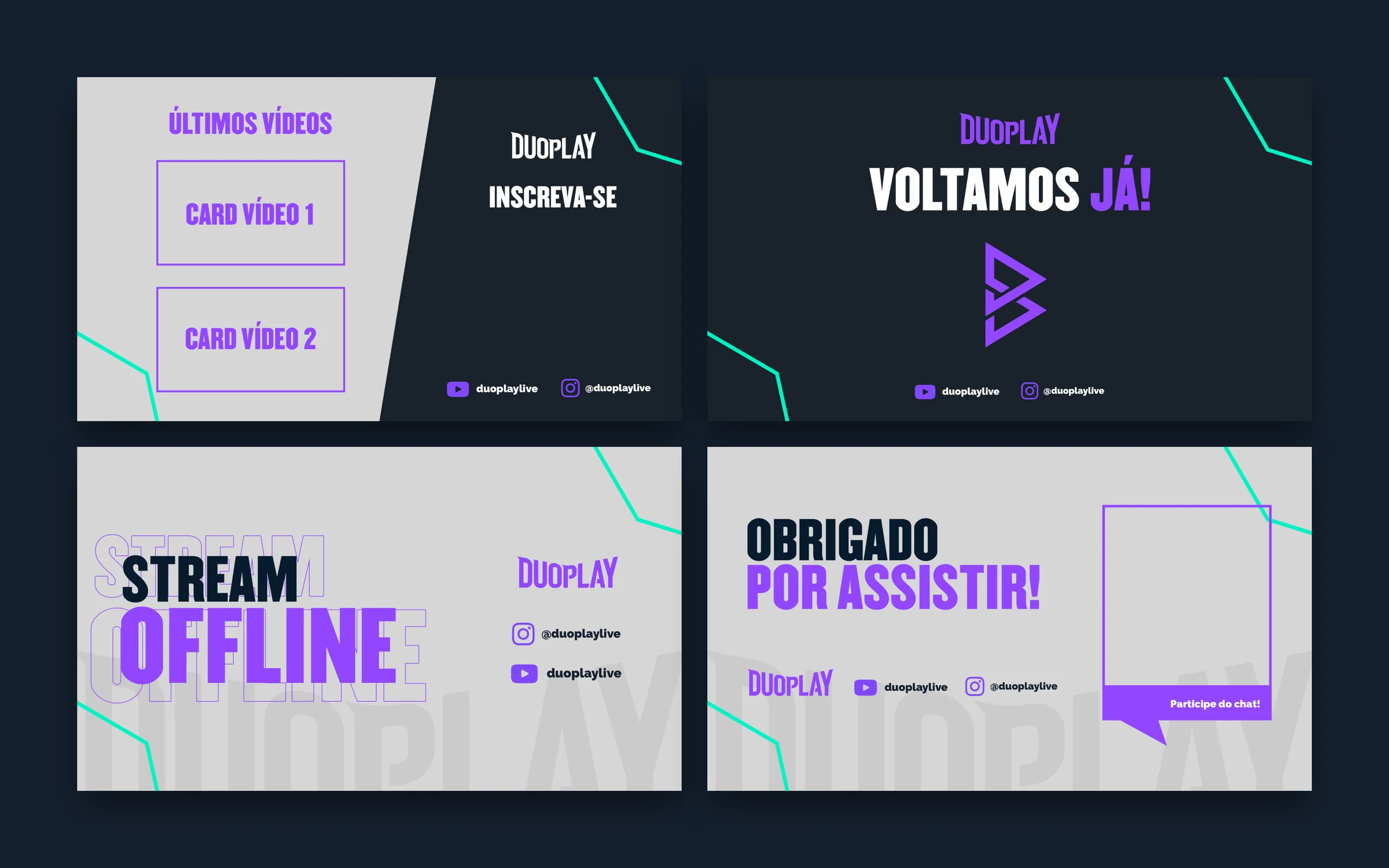 Telas de fim de vídeo, Voltamos já, Stream offline e Obrigado por assistir