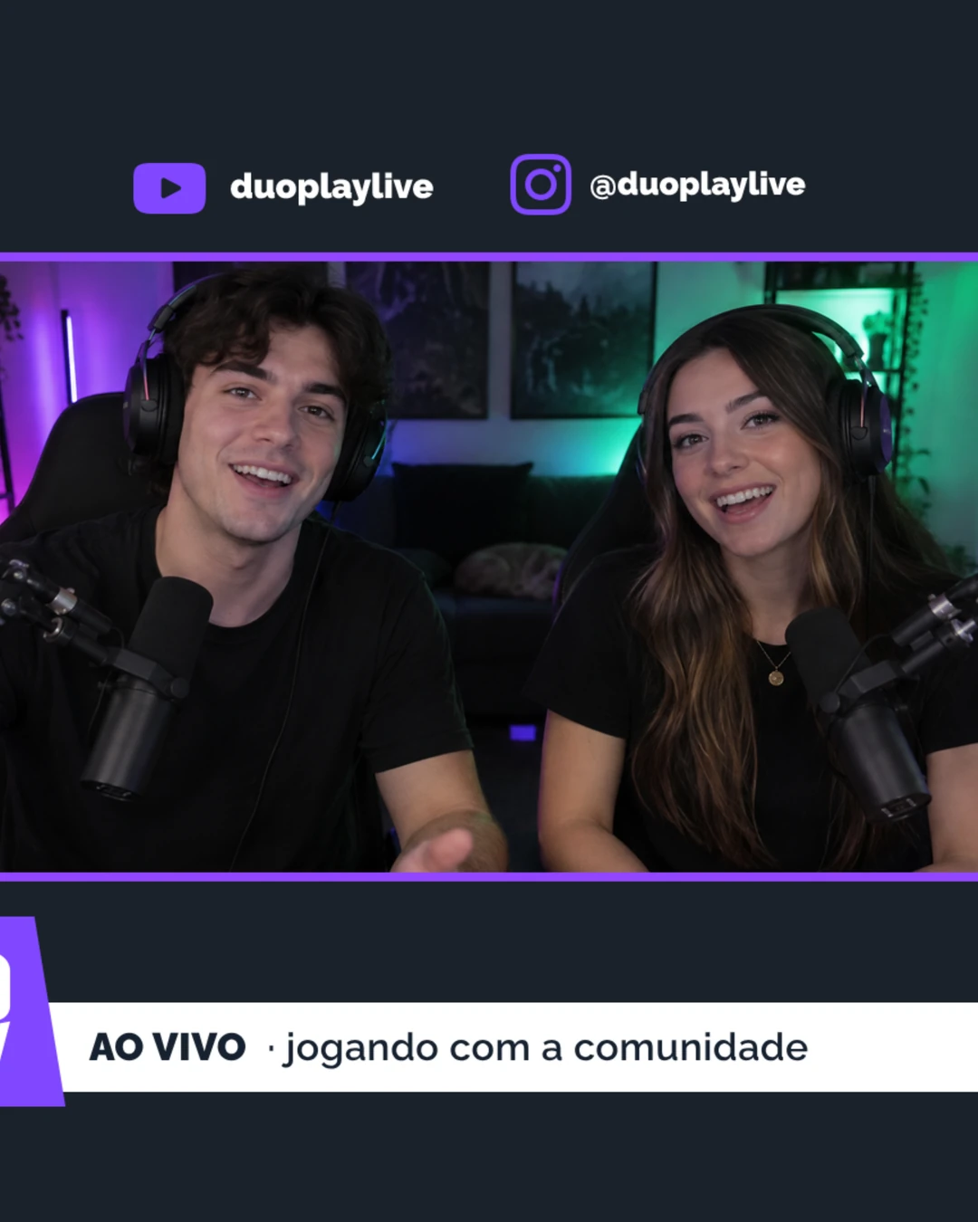 Overlay de live com câmera, faixa e chat