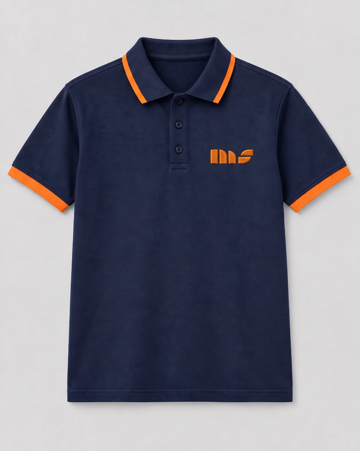 Camisa polo azul-marinho com o logo bordado