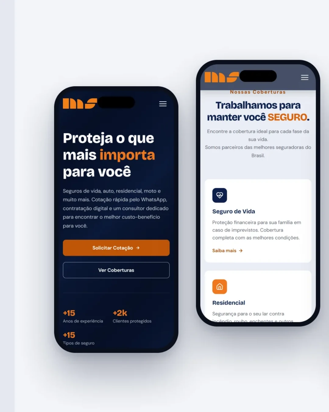 Quatro telas do site no celular