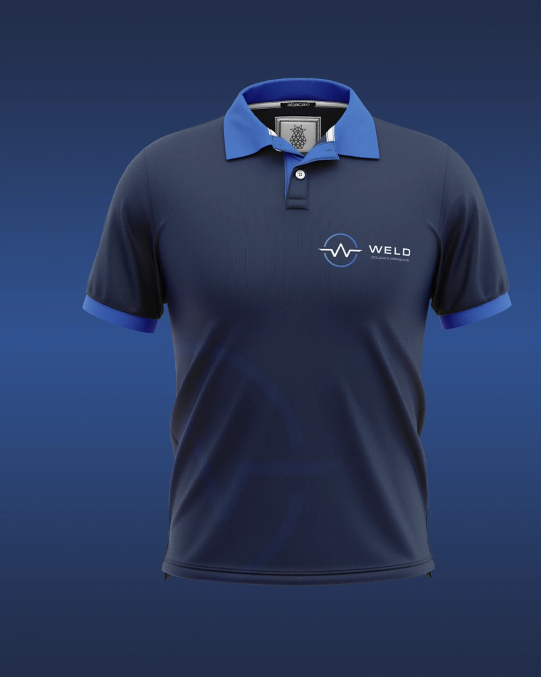 Camisas polo azul-marinho e branca com o logo