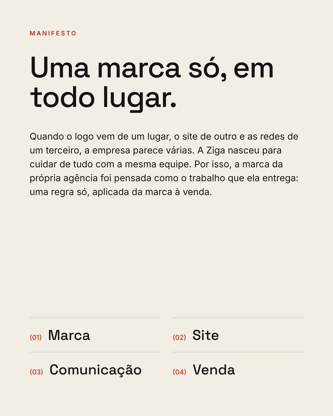 Manifesto Uma marca só, em todo lugar, e os quatro capítulos do case