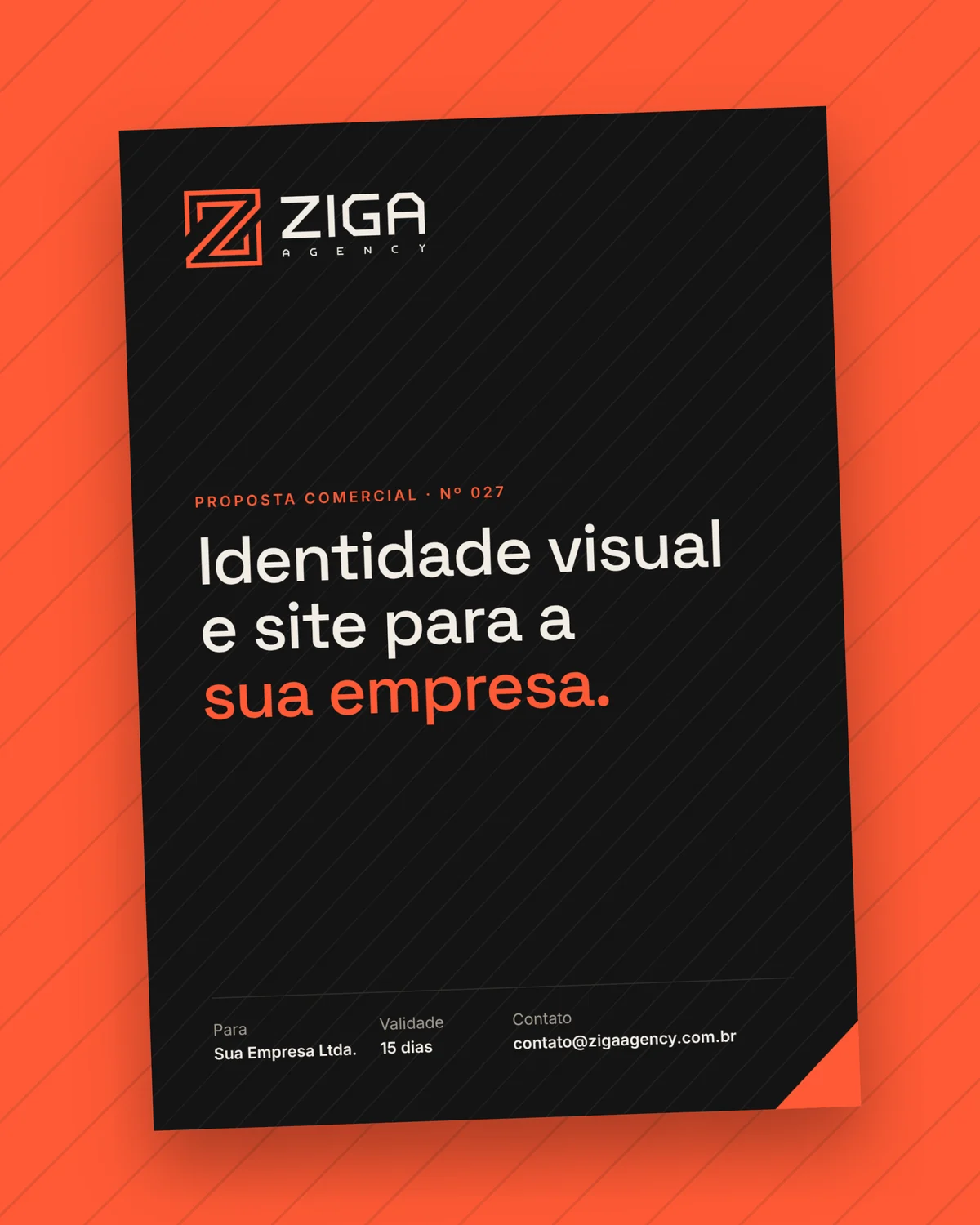 Capa da proposta comercial da Ziga sobre coral