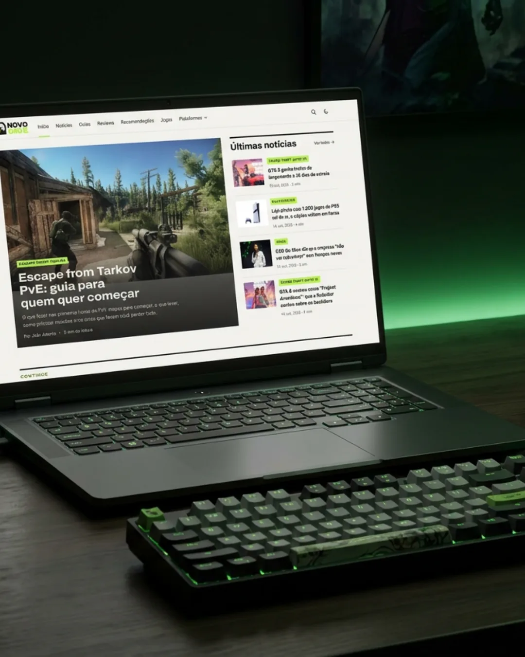 Notebook com a página inicial do Novo Save aberta