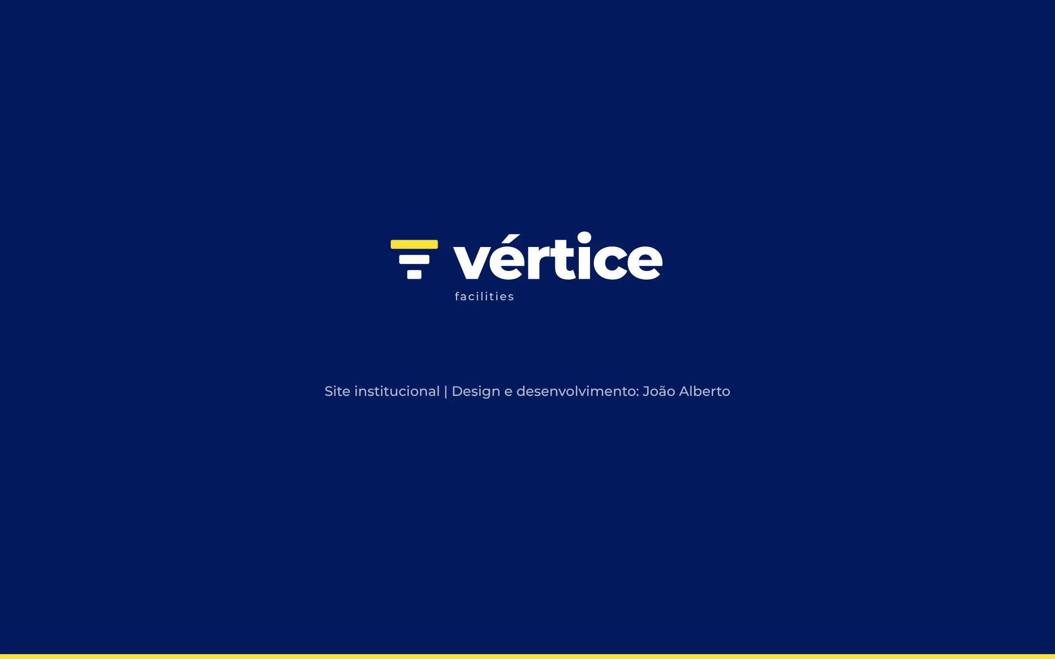 Logo do Vértice Facilities e créditos do projeto