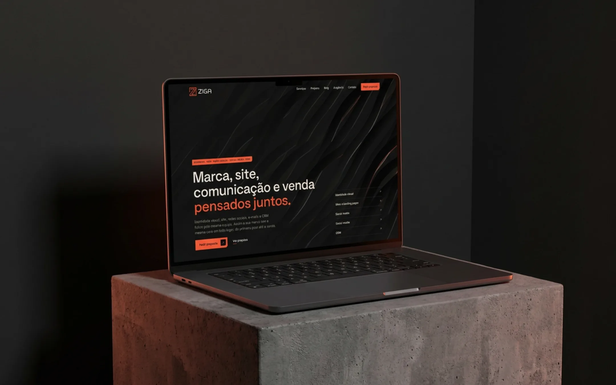 Laptop with the Ziga Agency home page open
