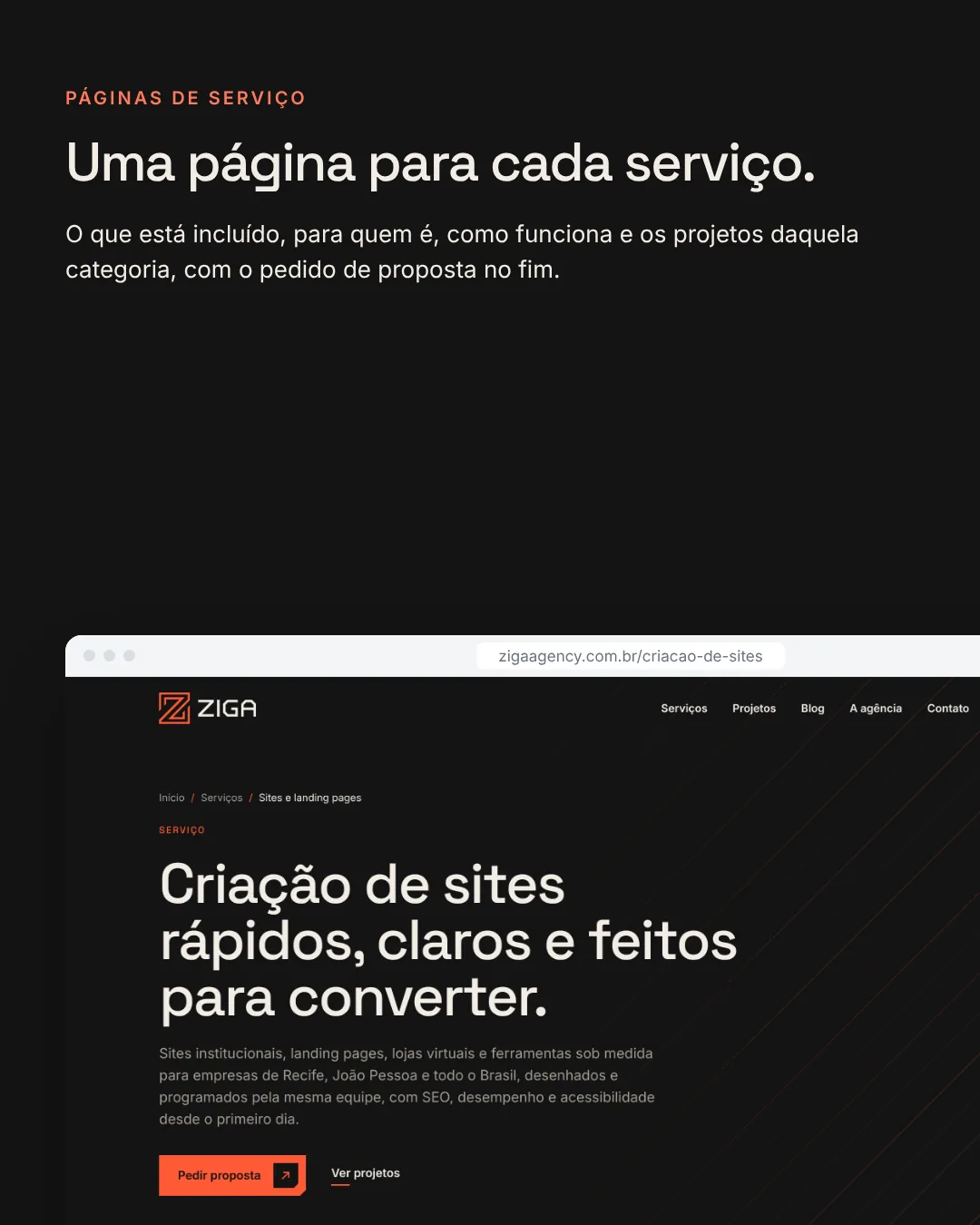 One page for each service