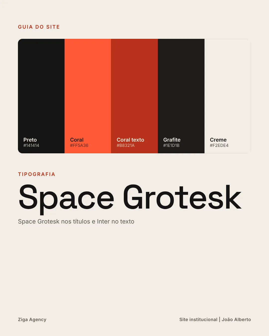 Ziga Agency website guide: colors, typography and components