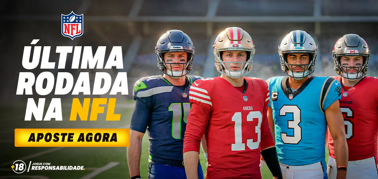 Banner 'Última rodada na NFL' com jogadores de futebol americano