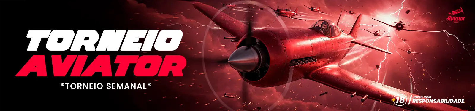 Banner do torneio semanal Aviator com avião vermelho
