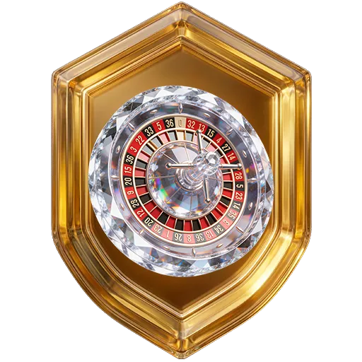 Emblema da missão Roleta, nível 5: roleta de cristal em escudo dourado