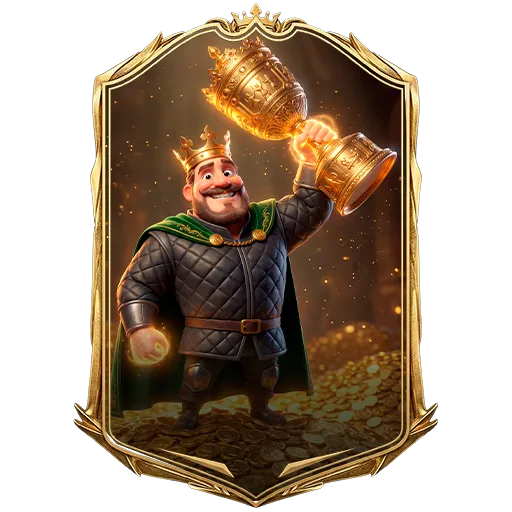 Card da missão Cassino: rei erguendo um troféu dourado