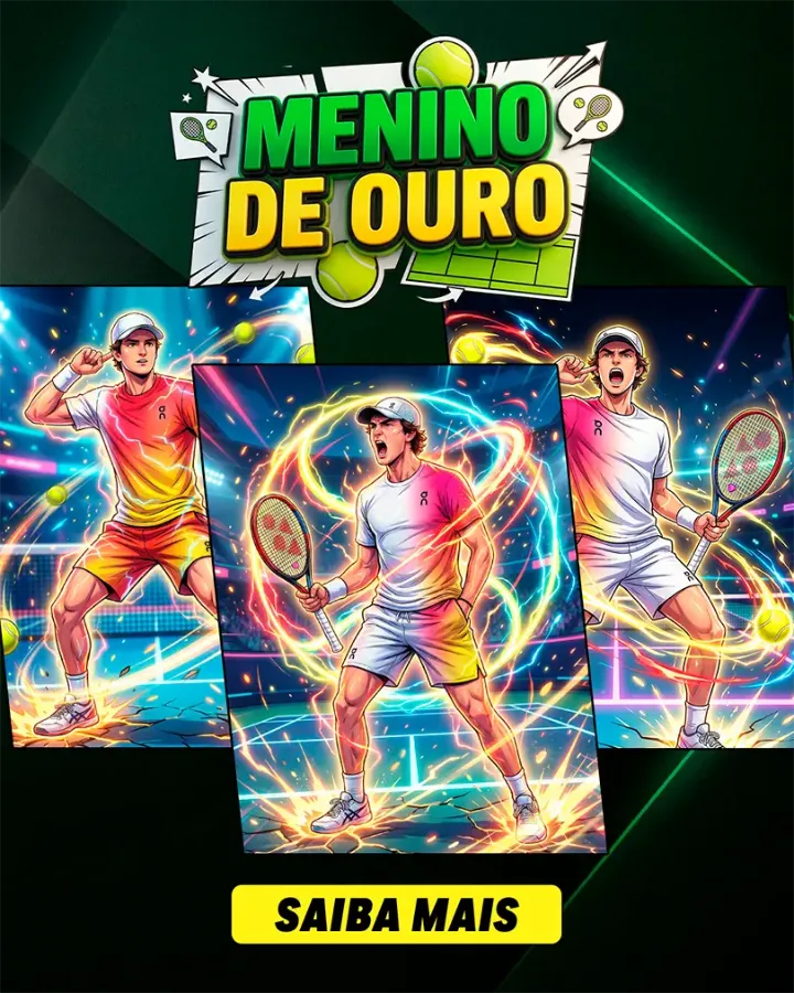 Pop-up 'Menino de Ouro' com ilustrações de um tenista