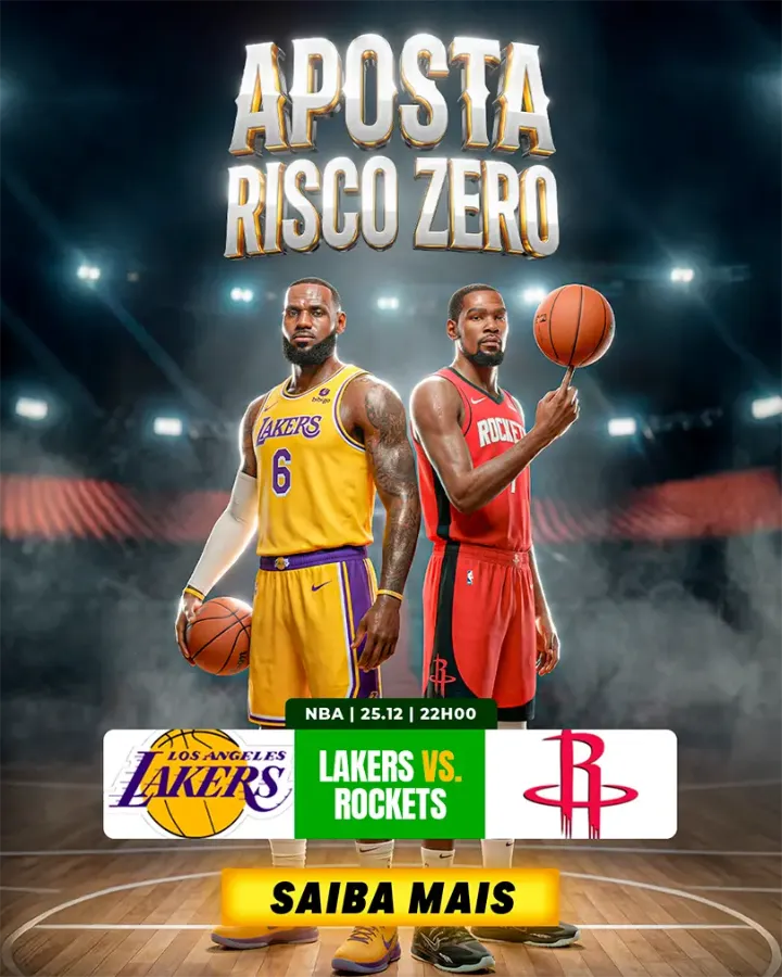 Pop-up 'Aposta risco zero' para Lakers x Rockets na NBA