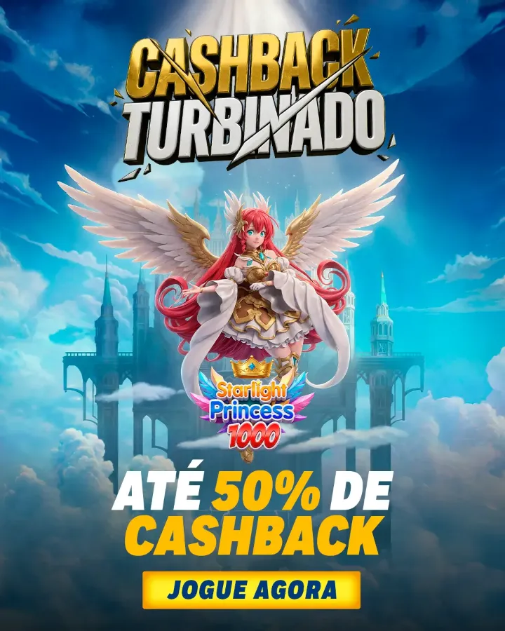 Pop-up 'Cashback turbinado' do Starlight Princess 1000: até 50% de cashback