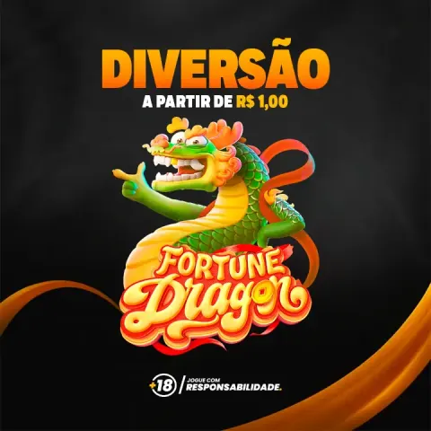 Anúncio quadrado 'Diversão a partir de R$ 1,00' com o dragão do Fortune Dragon