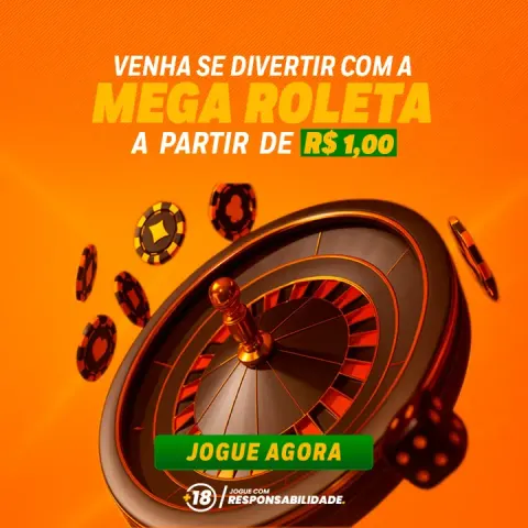 Anúncio quadrado 'Venha se divertir com a Mega Roleta a partir de R$ 1,00'