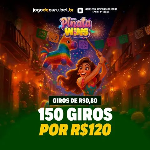 Anúncio quadrado do Piñata Wins: 150 giros de R$ 0,80 por R$ 120
