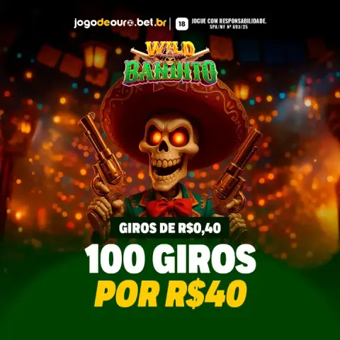 Anúncio quadrado do Wild Bandito: 100 giros de R$ 0,40 por R$ 40