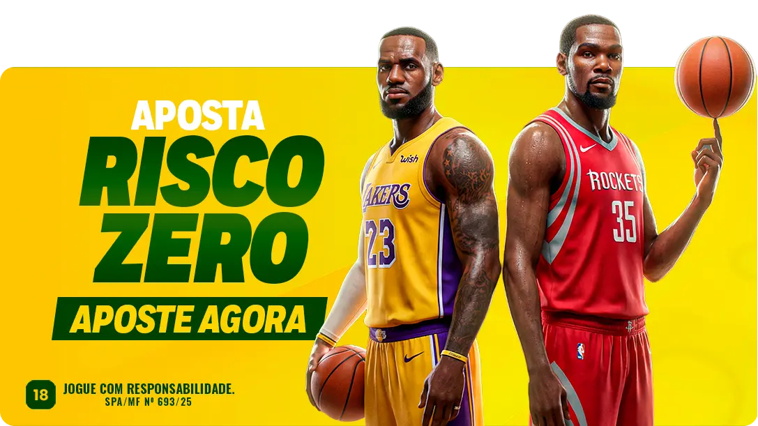 Widget 'Aposta risco zero' com jogadores de basquete