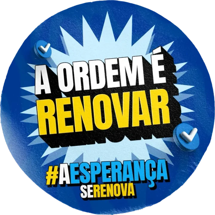 Adesivo circular com mensagem A ordem é renovar